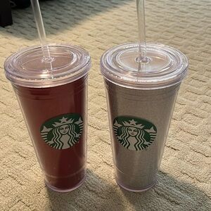 Set of 2 new Starbucks glitter tumblers